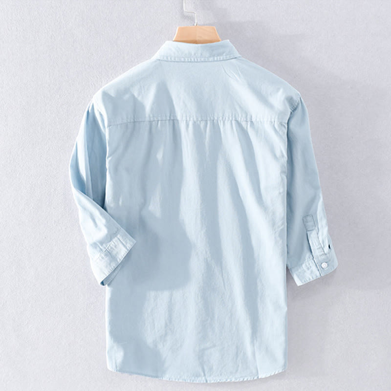 Buddha Stones Summer Buttons Down Two Decorative Pockets Men's Half Sleeve Cotton Shirt - image 1