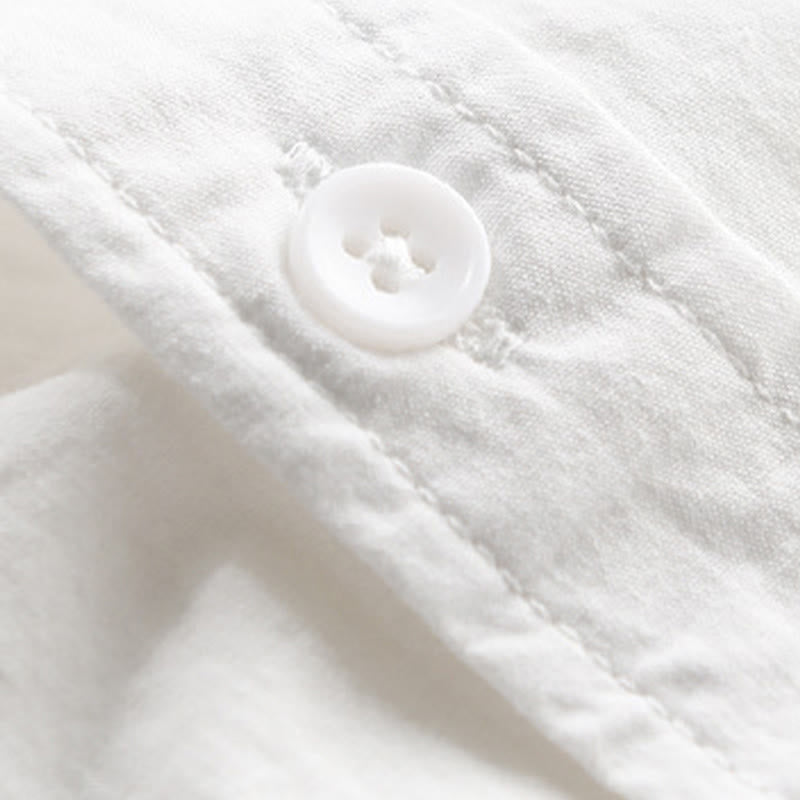 Buddha Stones Summer Buttons Down Bird Embroidery Decorative Pocket Men's Short Sleeve Cotton Shirt - image 8