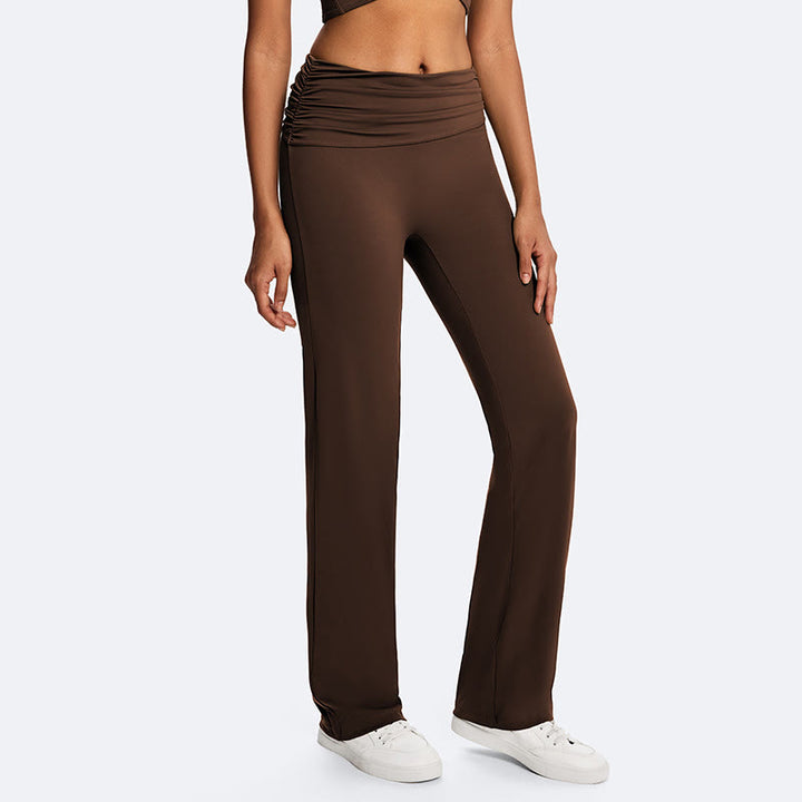 Buddha Stones Solid Crop Halter Backless Sleeveless Top Straight Leg Pants For Sports Fitness Yoga - SaddleBrown(Pants Only) - US14，UK/AU18，EU46 (2XL) - image 3