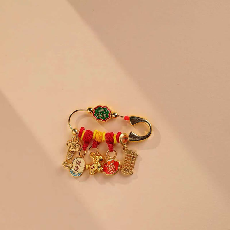 Buddha Stones Year Of The Horse Fu Character Longevity Lock Ruyi Handle Luck Brooch - Ruyi Fu Character Healthy Horse - image 2