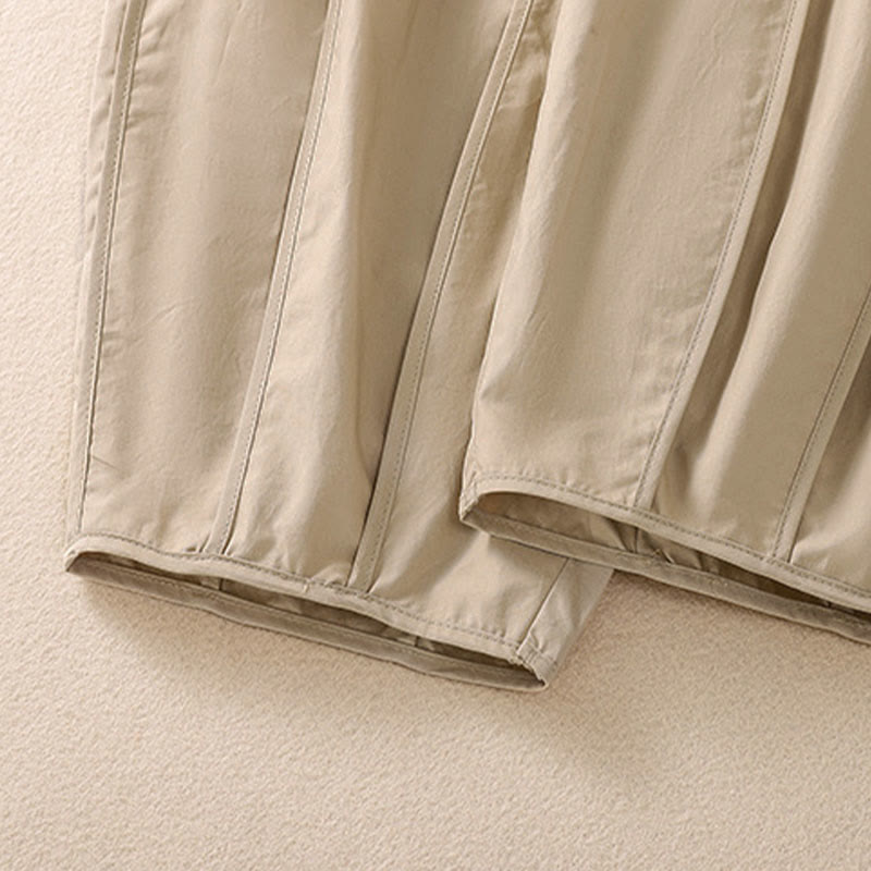 Buddha Stones Summer Simple Pure Color High Waisted Pleated Women's Harem Pants With Pockets - image 18