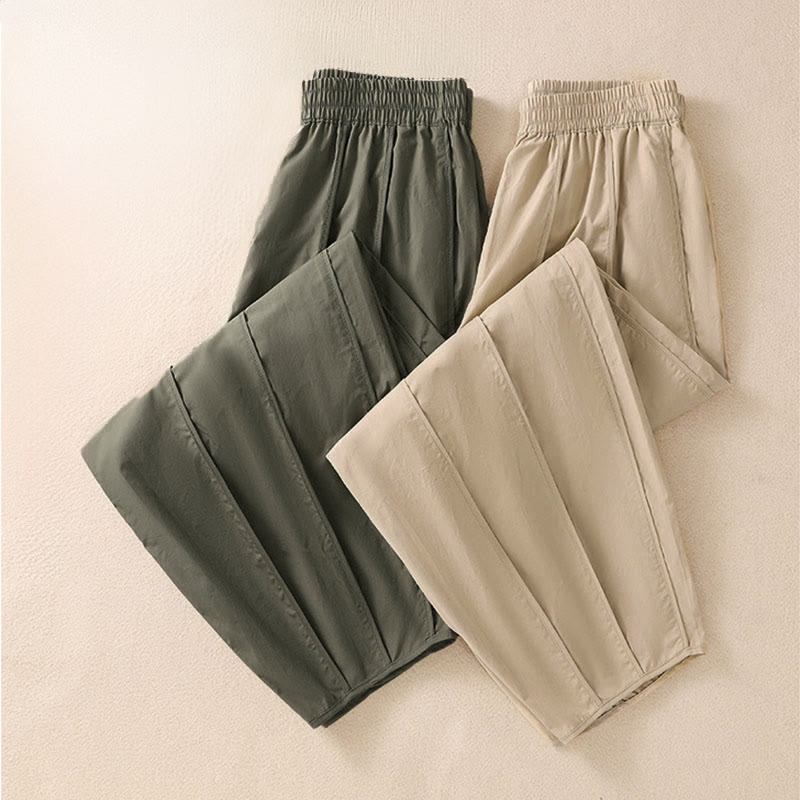 Buddha Stones Summer Simple Pure Color High Waisted Pleated Women's Harem Pants With Pockets - image 22