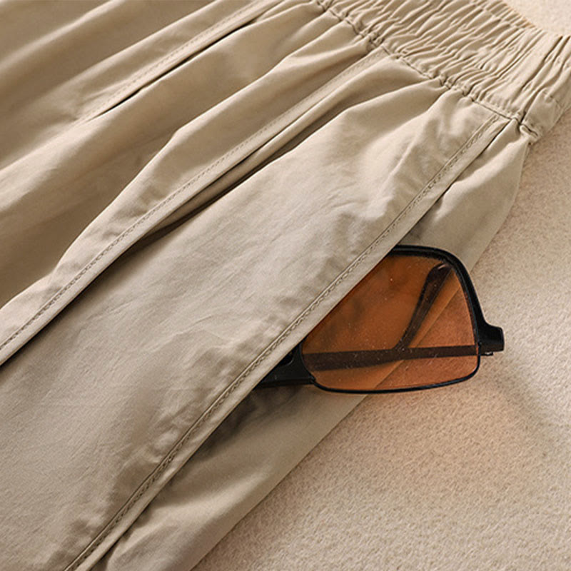 Buddha Stones Summer Simple Pure Color High Waisted Pleated Women's Harem Pants With Pockets - image 14