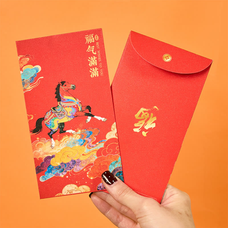 Buddha Stones Year Of The Horse 2026 New Year Blessings 6pcs Chinese Red Envelope - image 3