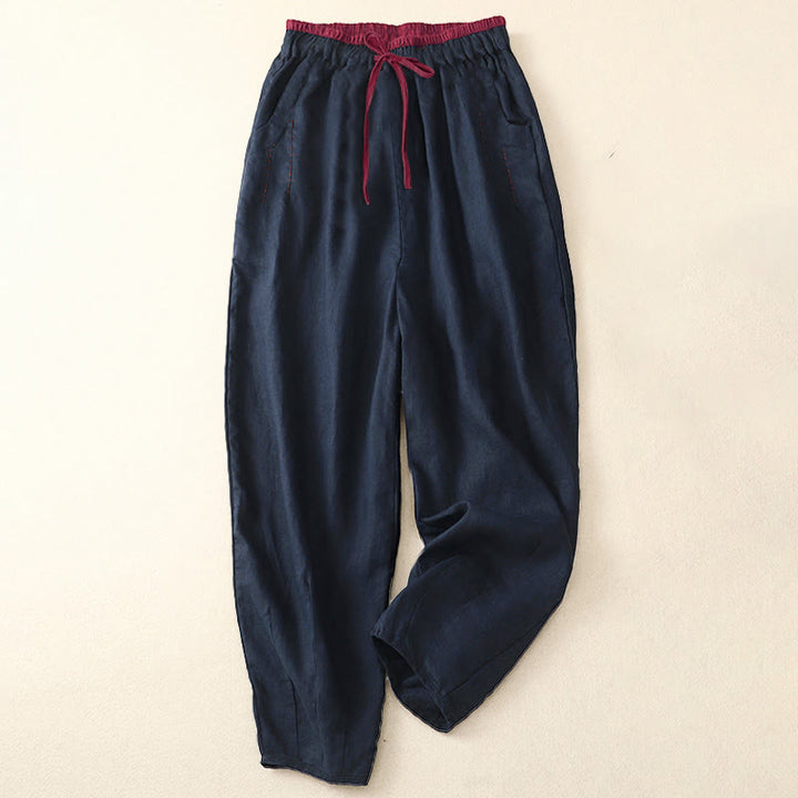 Buddha Stones Commute Color Blocking Design Women's Harem 7-8 Length Pants With Pockets - image 12