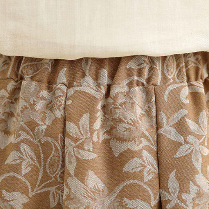 Buddha Stones Printing Flower Paisley Pattern A-line Elastic Waist Cotton Women's Skirt With Pockets - image 16