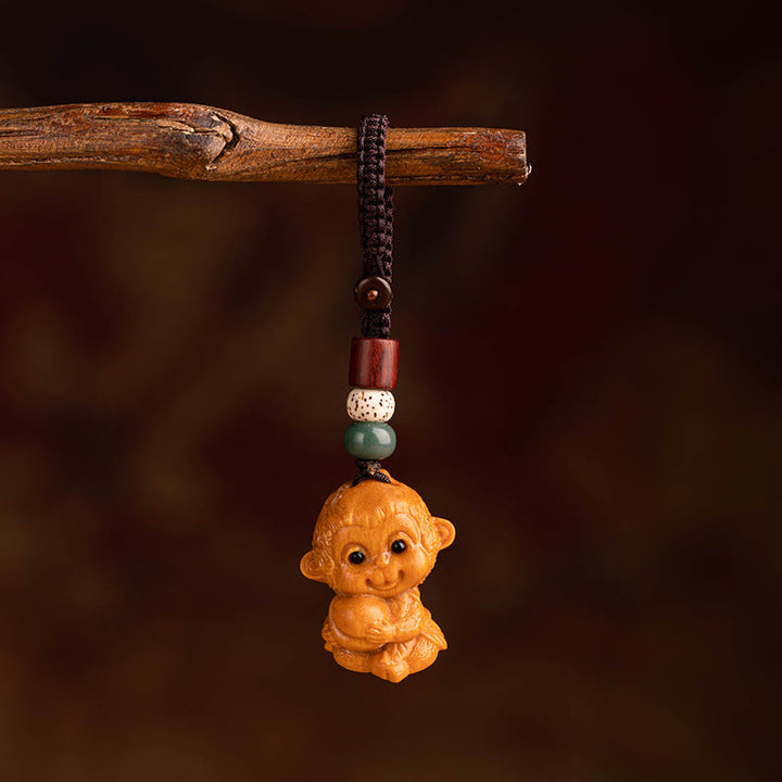 Buddha Stones Year Of The Horse Red Sandalwood Star Moon Bodhi Seed Blessing Key Chain - Red Sandalwood Star Moon Bodhi Seed Monkey - image 35