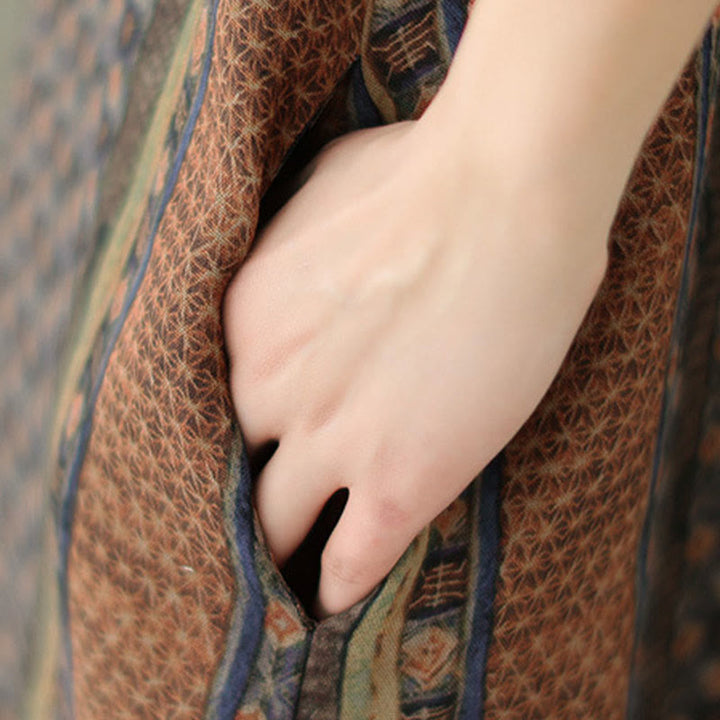 Buddha Stones Retro Printed Floral Women's Accordion Pleats Design Long Sleeve Shirt With Pockets - image 11