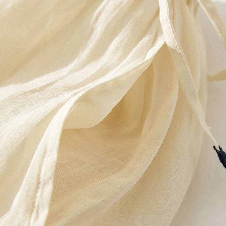 Buddha Stones Embroidery Hollow Design A-line Drawstring High Waist Women's Skirt With Pockets - image 17