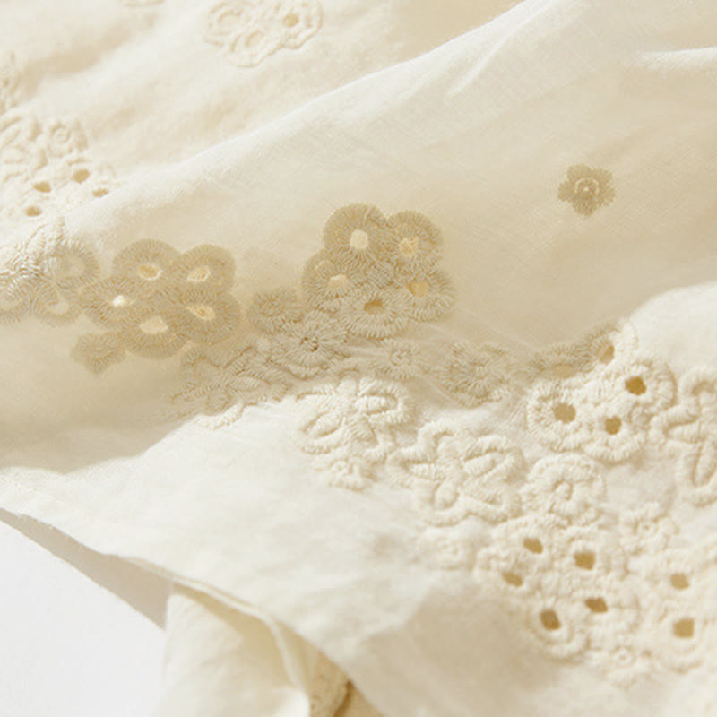 Buddha Stones Embroidery Hollow Design A-line Drawstring High Waist Women's Skirt With Pockets - image 18