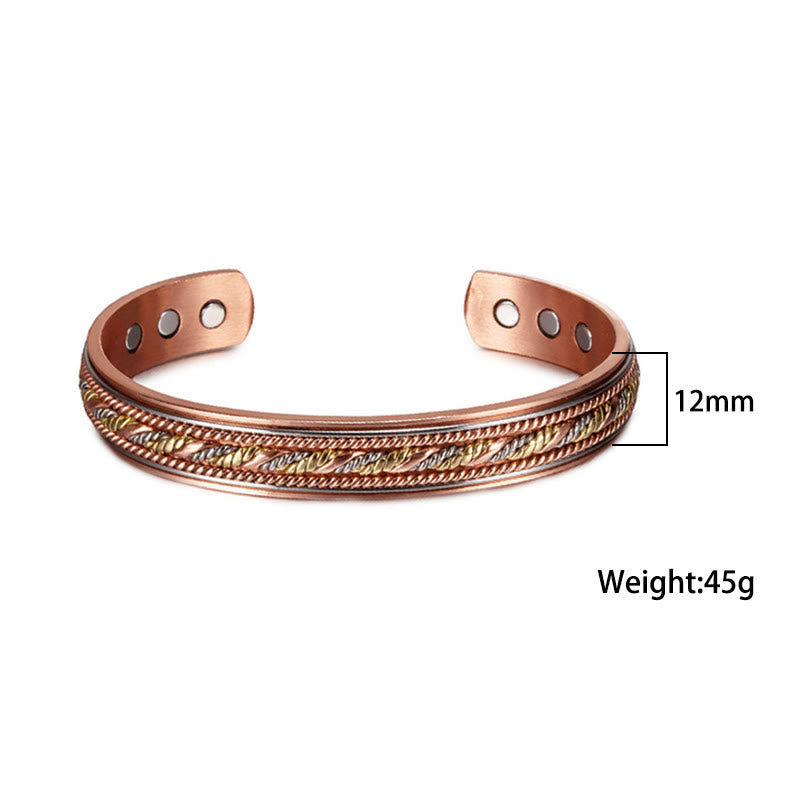 Buddha Stones Retro Open Twisted Copper Balance Luck Cuff Bracelet Bangle - image 6