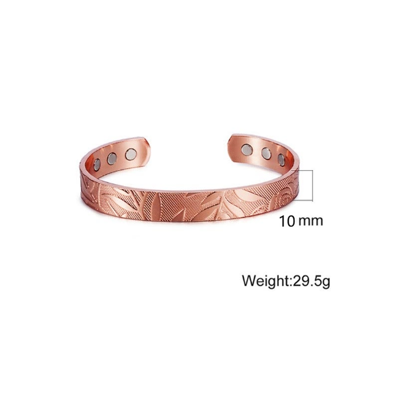 Buddha Stones Rose Flower Pattern Copper Balance Luck Open Cuff Bracelet Bangle - image 4