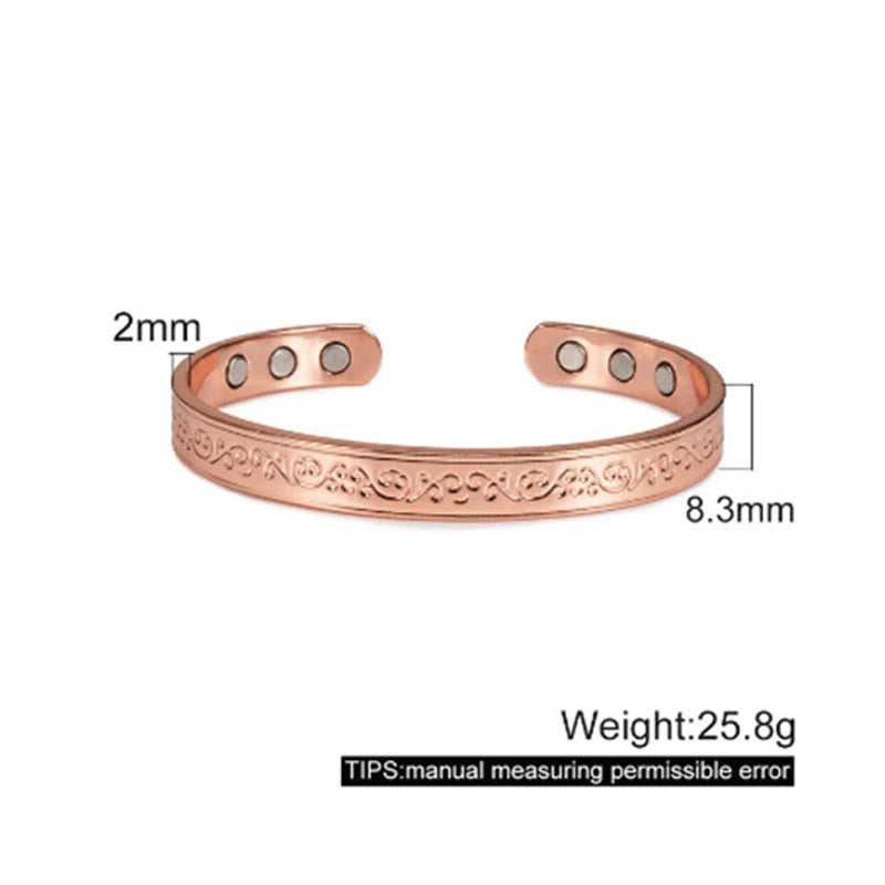 Buddha Stones Engraved Patterned Copper Balance Open Cuff Bracelet Bangle - image 11