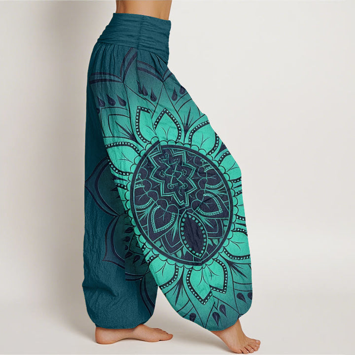 Buddha Stones Cotton Symmetrical Mandala Pattern Women's Elastic Waist Harem Pants - image 7