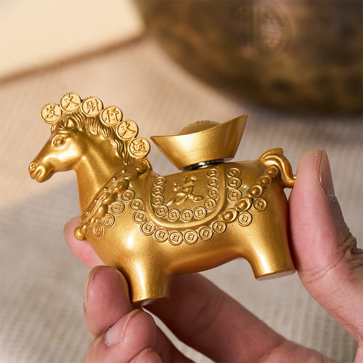 Buddha Stones "Hoping You Success and Good Luck" Year of the Horse Great Fortune Copper Coins Ingot Alloy Decoration Includes Gift Message Card - image 4