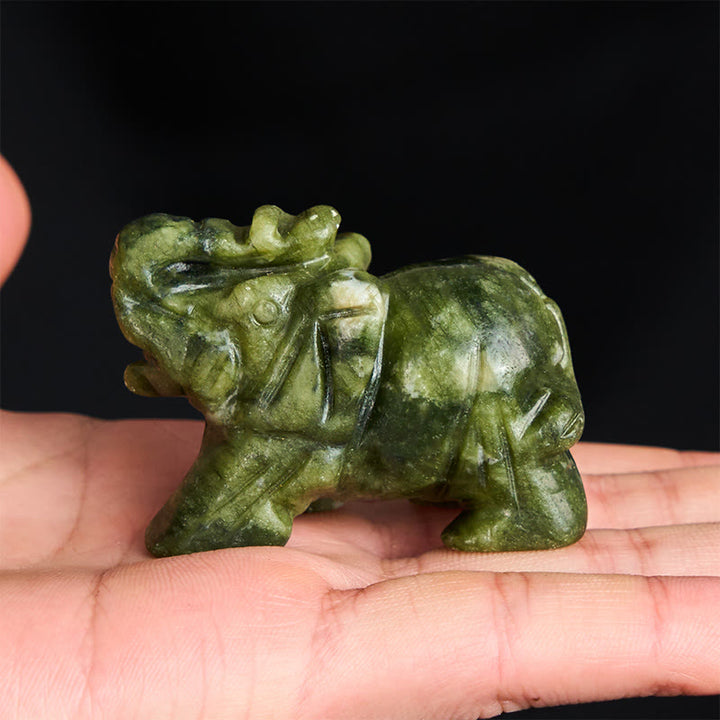 Buddha Stones ''May Blessings Walk With You'' Natural Small Elephant Amazonite Amethyst Jade Black Obsidian Stone Decoration Includes Gift Message Card - image 25