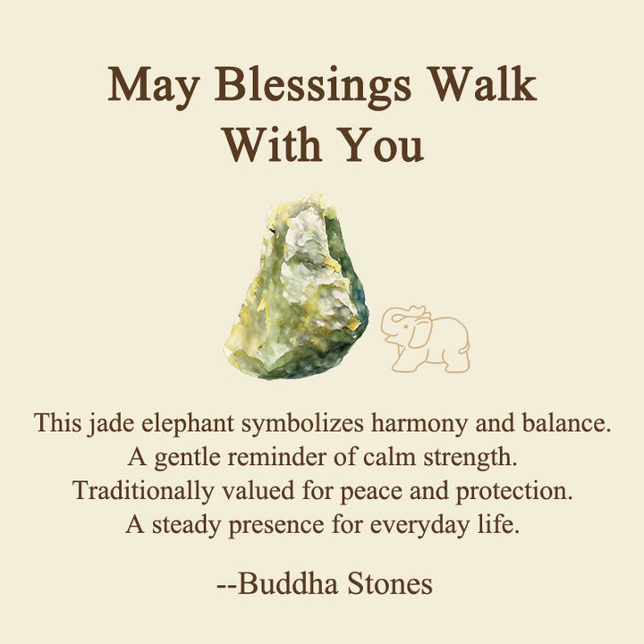 Buddha Stones ''May Blessings Walk With You'' Natural Small Elephant Amazonite Amethyst Jade Black Obsidian Stone Decoration Includes Gift Message Card - image 22