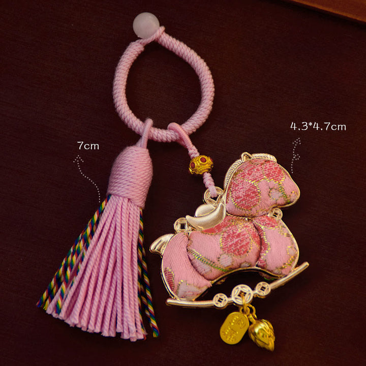 Buddha Stones Year Of The Horse Embroidery Freedom Key Chain - image 4