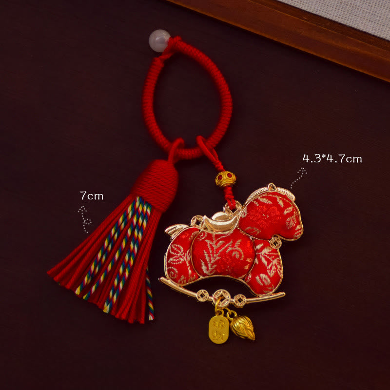 Buddha Stones Year Of The Horse Embroidery Freedom Key Chain - image 1