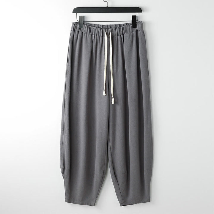 Buddha Stones Summer Solid Color Drawstring Ankle-Length Men's Harem Pants With Pockets - Gray - US/UK/AU54，EU64 (9XL) - image 0