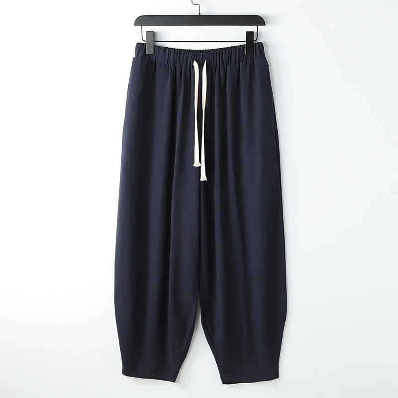 Buddha Stones Summer Solid Color Drawstring Ankle-Length Men's Harem Pants With Pockets - MidnightBlue - US/UK/AU54，EU64 (9XL) - image 2