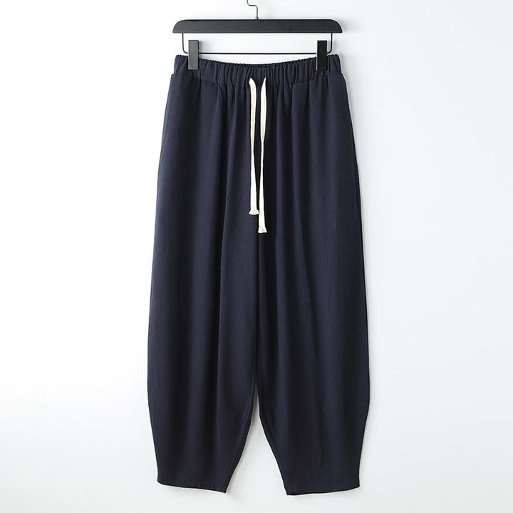 Buddha Stones Summer Solid Color Drawstring Ankle-Length Men's Harem Pants With Pockets - MidnightBlue - US/UK/AU54，EU64 (9XL) - image 2