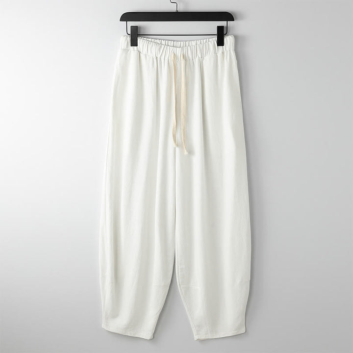 Buddha Stones Summer Solid Color Drawstring Ankle-Length Men's Harem Pants With Pockets - White - US/UK/AU54，EU64 (9XL) - image 4