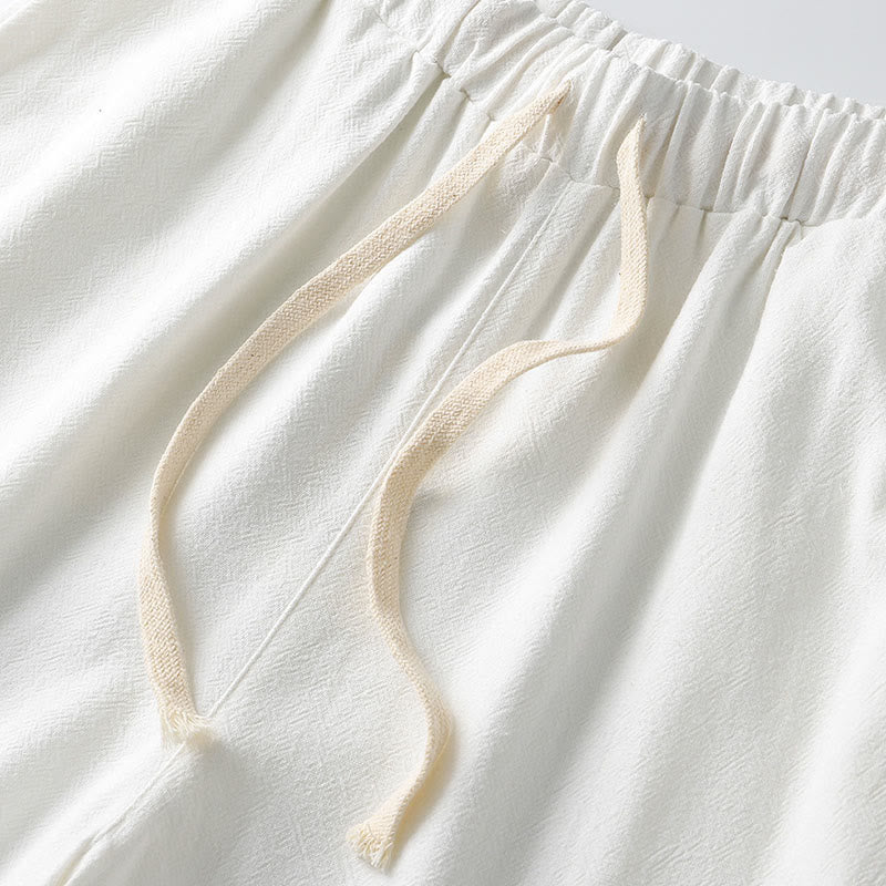 Buddha Stones Summer Solid Color Drawstring Ankle-Length Men's Harem Pants With Pockets - image 6