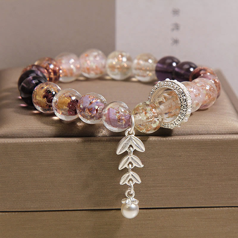 Buddha Stones Liuli Glass Bead Wheat Ear Charm Bracelet - image 4
