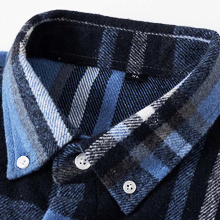 Buddha Stones Commute Multicolor Plaid Button Men's Cotton Long Sleeve Shirts With Pocket - image 6