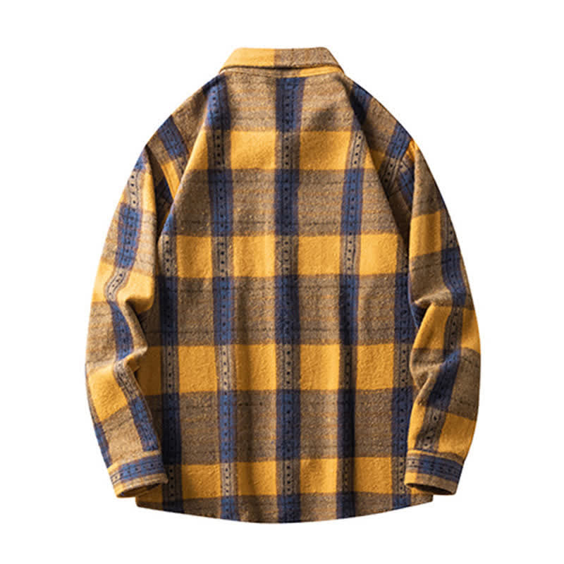 Buddha Stones Commute Multicolor Plaid Button Men's Cotton Long Sleeve Shirts With Pocket - image 17