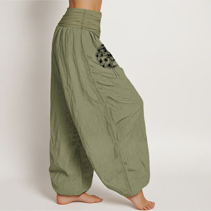 Buddha Stones Pure Cotton Concise Dandelion Pattern Women's Elastic Waist Harem Pants - image 16