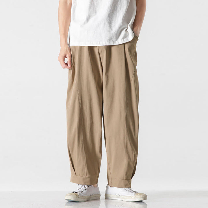 Buddha Stones Summer Solid Drawstring Ankle-Length Men's Cargo Harem Pants With Pockets - Wheat - US/UK/AU46，EU56 (5XL) - image 0