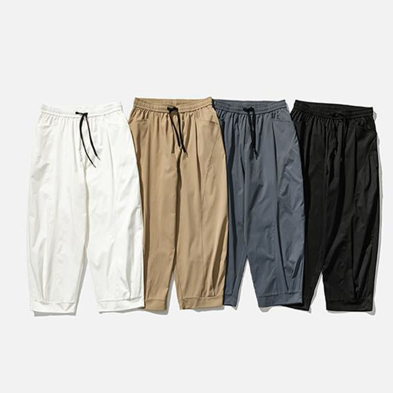 Buddha Stones Summer Solid Drawstring Ankle-Length Men's Cargo Harem Pants With Pockets - image 37