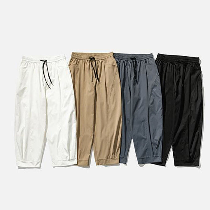 Buddha Stones Summer Solid Drawstring Ankle-Length Men's Cargo Harem Pants With Pockets - image 37