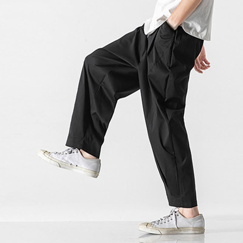 Buddha Stones Summer Solid Drawstring Ankle-Length Men's Cargo Harem Pants With Pockets - image 22