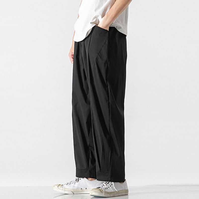 Buddha Stones Summer Solid Drawstring Ankle-Length Men's Cargo Harem Pants With Pockets - image 18