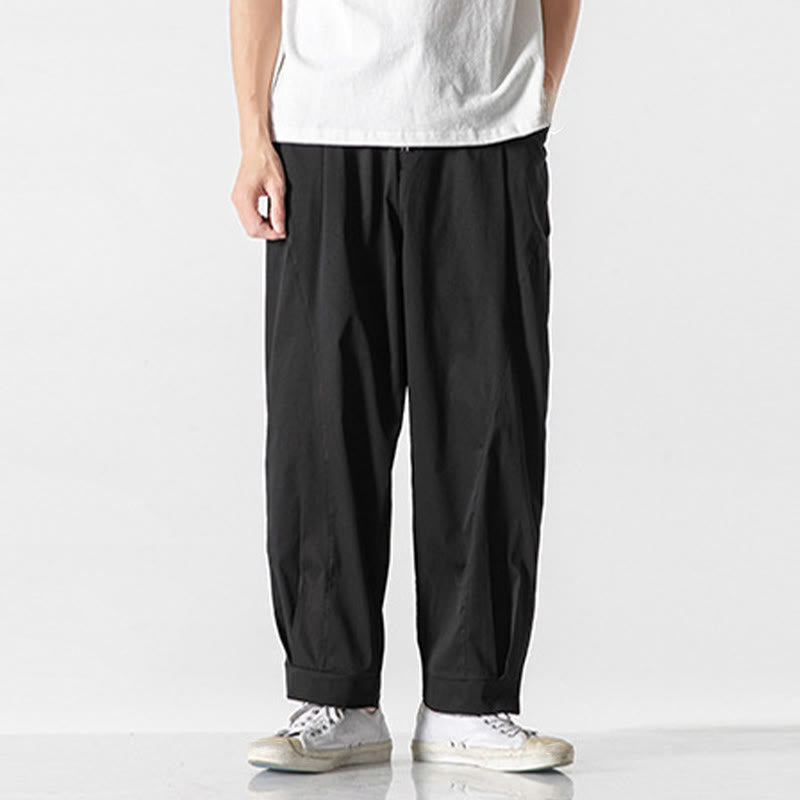 Buddha Stones Summer Solid Drawstring Ankle-Length Men's Cargo Harem Pants With Pockets - image 23