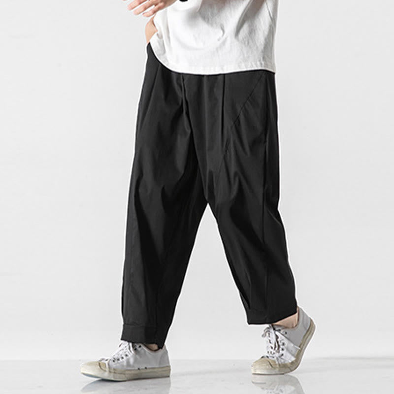 Buddha Stones Summer Solid Drawstring Ankle-Length Men's Cargo Harem Pants With Pockets - image 17