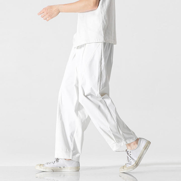 Buddha Stones Summer Solid Drawstring Ankle-Length Men's Cargo Harem Pants With Pockets - image 27