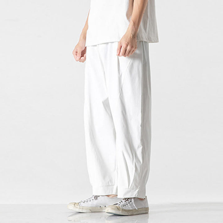 Buddha Stones Summer Solid Drawstring Ankle-Length Men's Cargo Harem Pants With Pockets - image 29