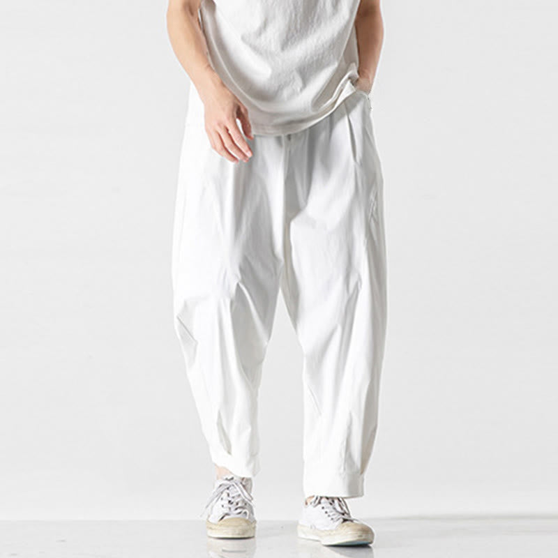 Buddha Stones Summer Solid Drawstring Ankle-Length Men's Cargo Harem Pants With Pockets - image 31