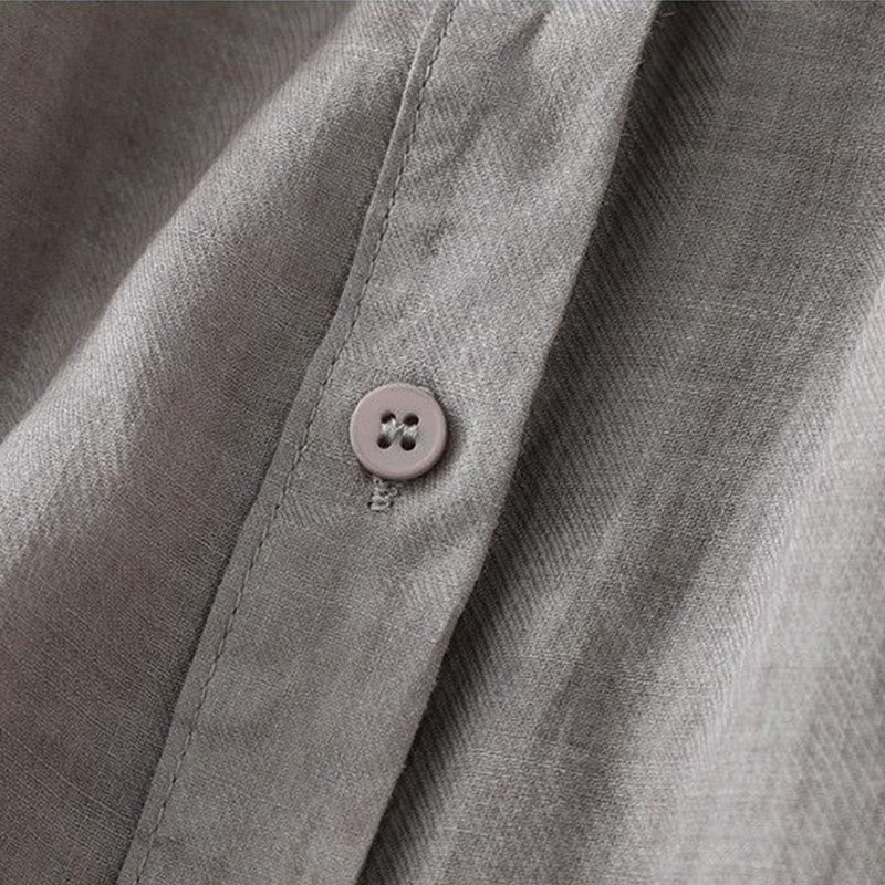 Buddha Stones Plain Crew Neck Buttons Design Three Quarter Sleeve Women's Shirt - image 2