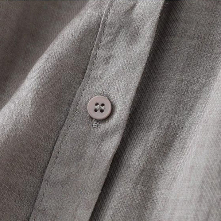 Buddha Stones Plain Crew Neck Buttons Design Three Quarter Sleeve Women's Shirt - image 2