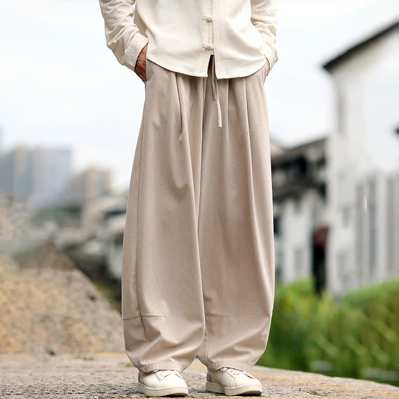 Buddha Stones Fall Solid Elastic Waist Drawstring Men's Harem Pants With Pockets - image 9