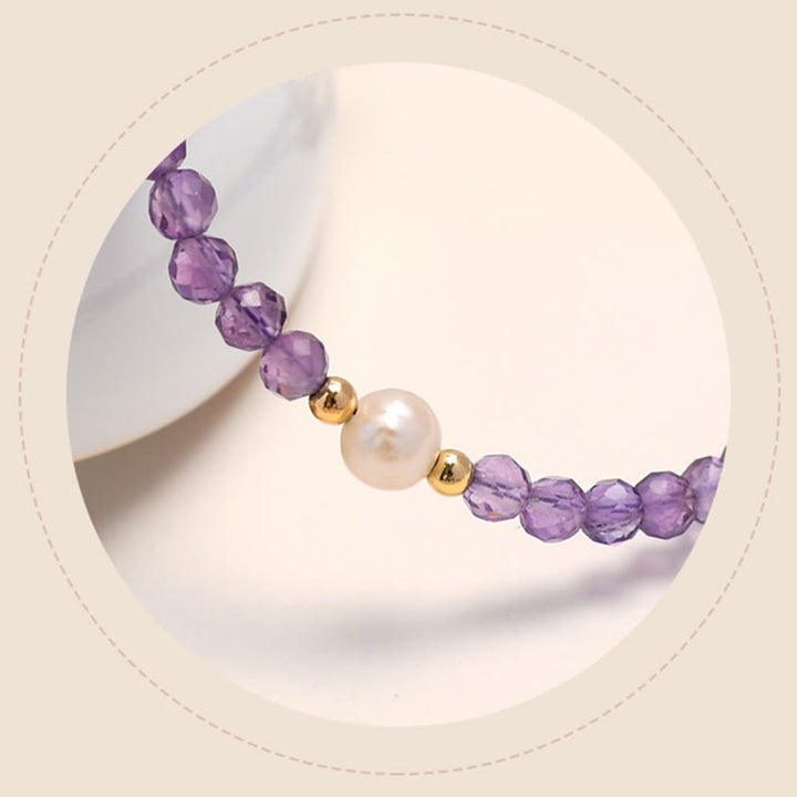 Buddha Stones 14K Gold Plated Amethyst Crystal Healing Double Layer Chain Bracelet - image 6