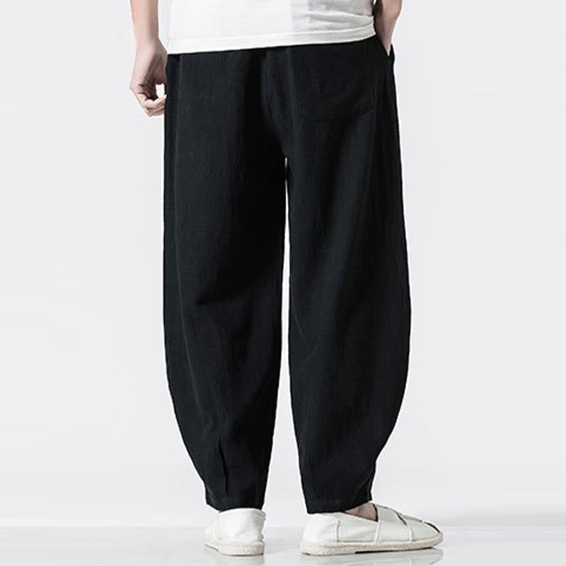 Buddha Stones Drawstring Elastic Waist Ankle-Length Men's Cotton Pants With Pockets - image 17