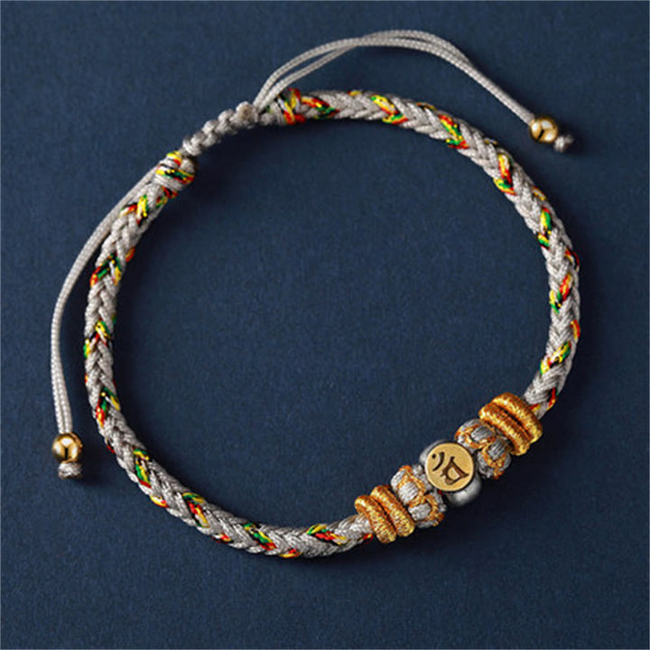 Buddha Stones Chinese Zodiac Natal Buddha Silver Luck Braided String Bracelet - Goat/Monkey(Bracelet Size 18-28cm) - image 17