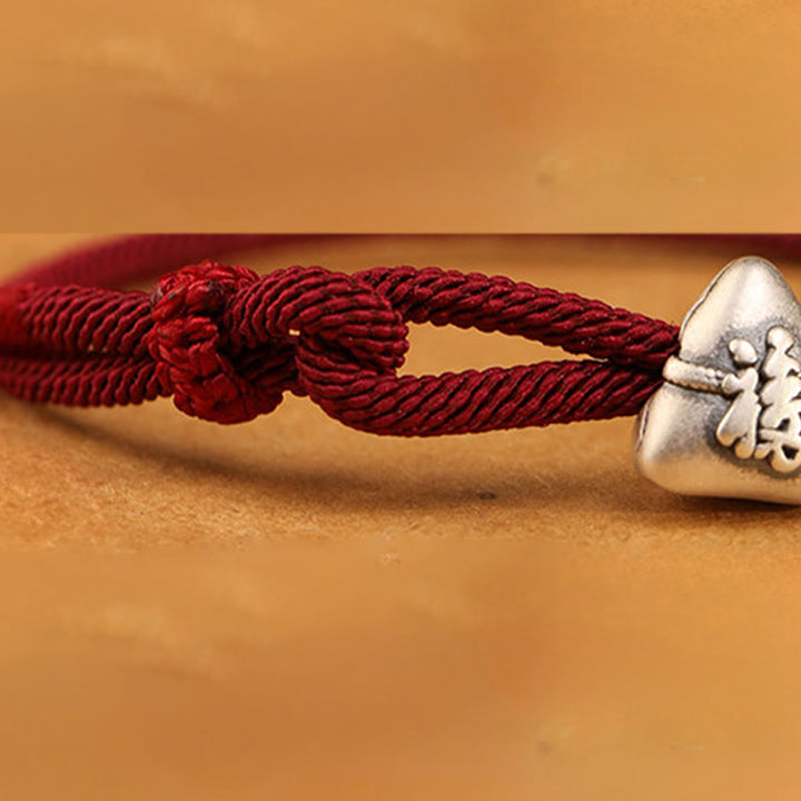 Buddha Stones 999 Sterling Silver Fu Character Zongzi Fortune Luck Rope Bracelet - image 10