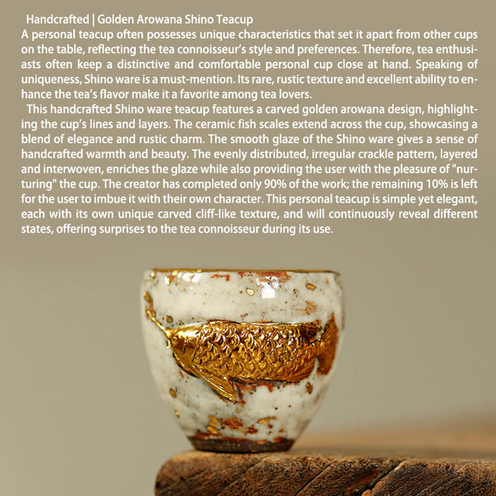 Buddha Stones Handcrafted Golden Arowana Koi Fish Ceramic Teacup Kung Fu Tea Cup Teapot - image 2